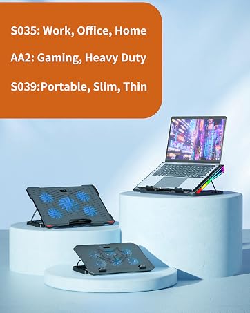 AICHESON Laptop Cooling Pad Purple Lights fan booster deck rack canddy tray cooling stand chill mat