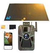 FKPCAM 4G Trail Camera Solar Trail Cam - Game Camera Built-in Rechargeable 7500mAh Battery with N...