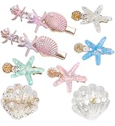 8 Pieces Shell Starfish Hair Clip Set, Catcan Beach Seashell Hair Clip Alligator Seashell Hair Ac...