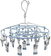 HSJH Stainless Steel Clothe Drying Rack Laundry Drip Hanger 24 Clip Metal Clothespins Round Under...