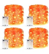 Makion Halloween Decorations,Orange Fairy String Lights 4 Pack,19.7Ft/6M 60 LEDs 2 Modes Indoor C...