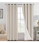 H.VERSAILTEX Linen 100% Blackout Curtains for Bedroom Full Light Blocking Curtains, Textured Wind...