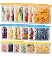 Anelueeoo 20 Pack Reusable Freezer Bags,Leakproof Reusable Food Storage Bags BPA Free Healthy Foo...