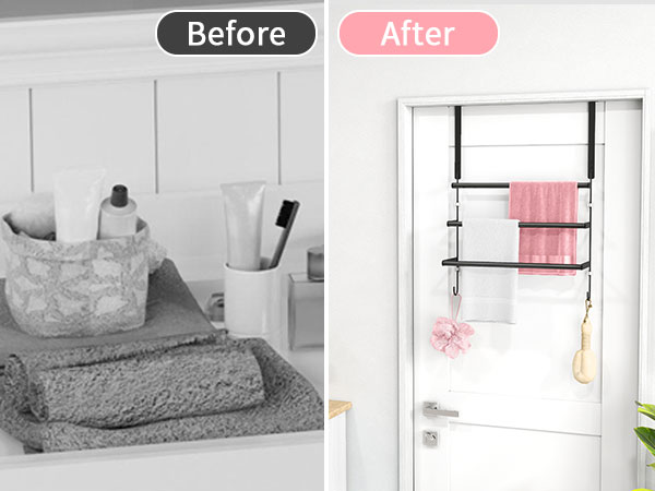 Over The Door Towel Rack, Towel Rack with Hooks for Door Hanging,Door Towel Hanger,