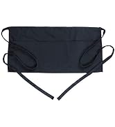 BOHARERS Waist Apron with 3 Pockets - Black Waitress Waiter Server Short Aprons