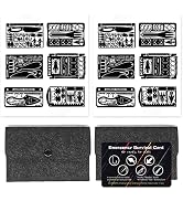 PSKOOK 12 Pcs Survival Multitool Card Emergency Camping Tool EDC Kit in Your Wallet Outdoor Hunti...