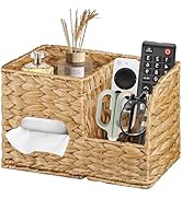 BIBELUN Tissue Box Cover Square with Storage Tray, Multifunction Water Hyacinth Tissue Cube Box H...