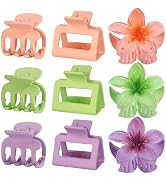 3 Styles Medium Hair Clips for Women 9 Pcs Small Claw Clips for Thin Hair Flower Hair Clips for T...