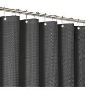 THAIGEE 2-in-1 Waterproof Fabric Shower Curtain - No Separate Liner Needed, Hotel-Style Waffle We...