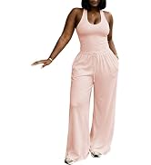 Inroserm Women's Casual 2 Piece Halter Neck Loungewear Outfits Sleeveless Tops High Waisted Draws...