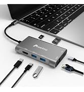 USB C Hub 7-in-1 Multiport Hub Docking Station Adapter – 60W PD Charging, 4K HDMI, 5Gbps USB 3.0,...