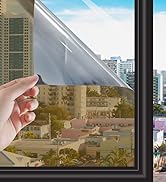 HIDBEA One Way Window Film Non-Adhesive, Daytime Privacy Reflective Mirror Window Tint for Home, ...