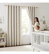 NICETOWN Natural 100% Blackout Linen Curtains 84 inch Long Burg for Living Room, 2 Panels, 52" Wi...
