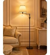 Vintage Floor Lamp with 350°Adjustable Swing Arm, 61” Mid-Century Modern Floor Lamp, Standing Pol...