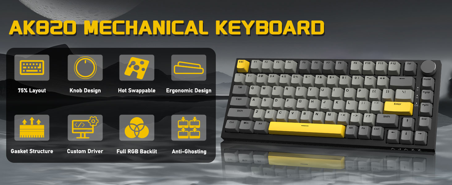 A.JAZZ AK820 Wired mechanical Keyboard Hot Swappable