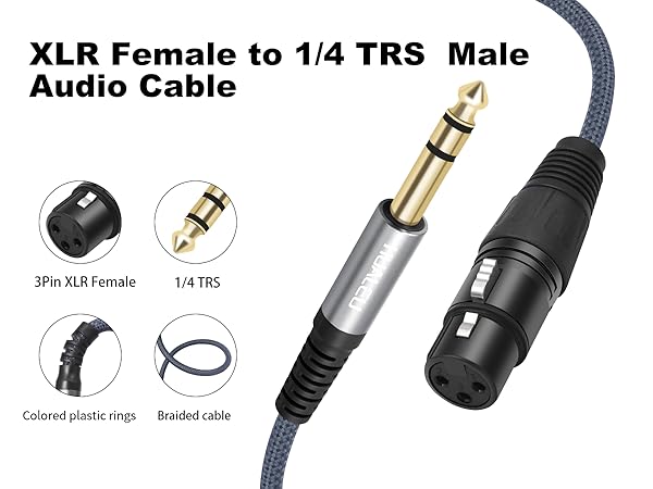 1/4 TRS Male to 3Pin XLR Female Microphone Cable