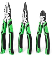 HURRICANE 3-Piece Pliers Set - Heavy-Duty with 8-Inch Linesman, Needle Nose Pliers and 6-Inch Dia...