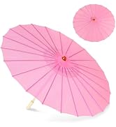 Bestage 33" White Rainproof Decoration Dance Handmade Oiled Paper Parasol Silk Cloth Umbrella Chi...