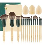 DUcare Makeup Brushes14Pcs with 3Pcs Makeup Spong & Cosmetic Bag - Lime Mojito Series Professiona...
