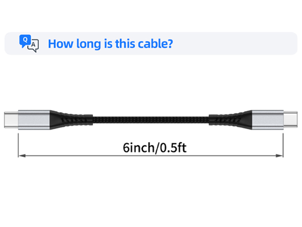 short usb c to usb c cable 0.5ft
