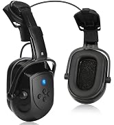 BJKing Bluetooth Hard Hat Ear Muffs, NRR 28dB Adjustable Cap-mounted Ear muff, Helmet Attachable ...
