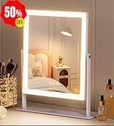 FENCHILIN Vanity Mirror with Lights 11.8" x 9.8",Lighted Makeup Mirror and Hollywood Mirror with ...