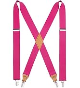 HISDERN Suspenders for Men X-Back 1.4" Adjustable Elastic Suspender Braces Strong 4 Clips for Wor...