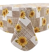 LIBERECOO Vinyl Tablecloth Flannel Backed Stain-Resistant PVC Table Cloth Waterproof Oil-Proof Wi...