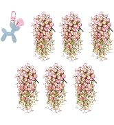 UV Resistant Hanging Artificial Morning Glory Vine Flowers for Outdoors, White Faux Flowers for O...