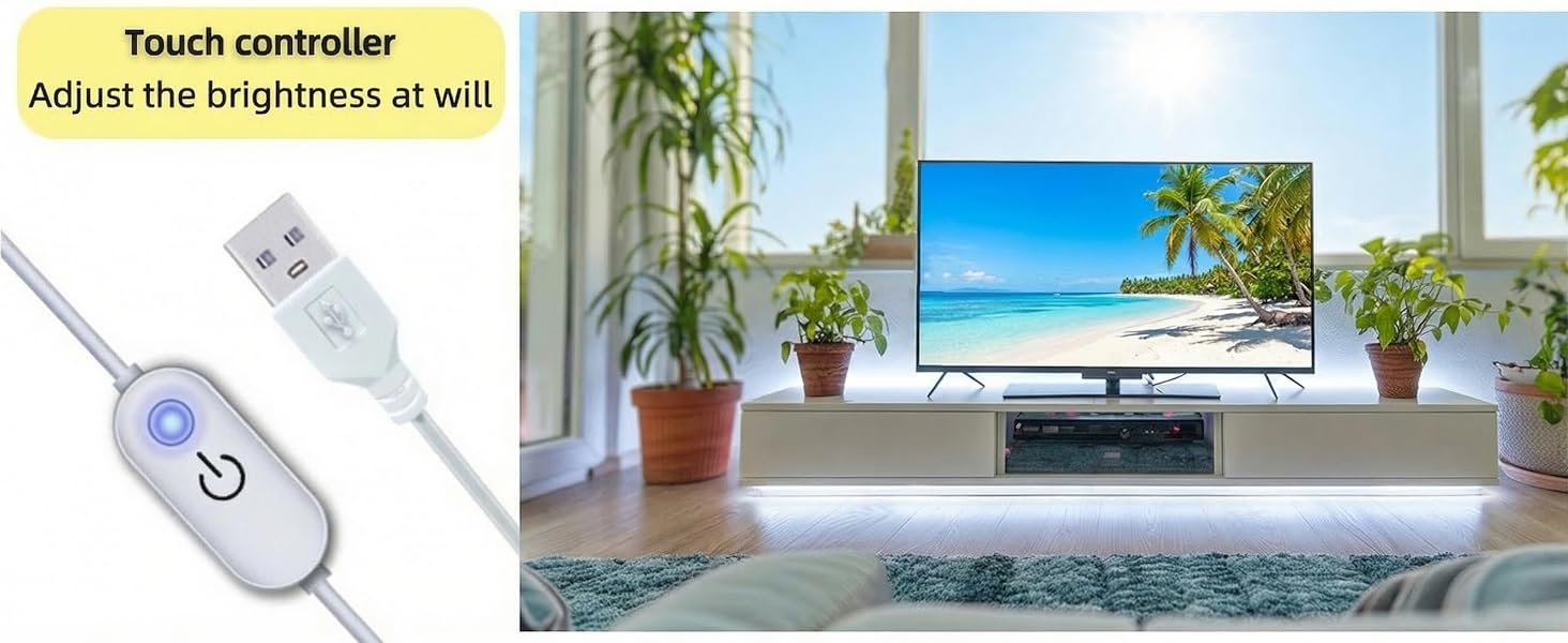 UVTaoYuan touch dimming Strip Light in the TV cabinet and living room application scenarios