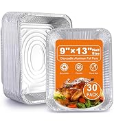 Aluminum Foil Pans 9x13 Disposable – 30 Pack Half Size Aluminum Foil Heavy Duty deep Steam Table ...