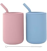 WeeSprout Silicone Baby Cups With Straws and Lids, 4 & 8 oz Options, Set of 2, Food Grade Toddler...