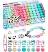 124PCS FIVEIZERO Silicone Focal Beads for Keychain Making, Animal Bear, 15mm Round 12mm Lentil & ...