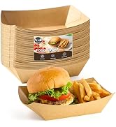 ZORRITA 4 LB Large Paper Food Trays, 50 Pack Disposable Nacho Trays Kraft Paper Food Boats Party ...