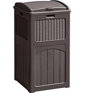 Greesum 33 Gallon Outdoor Trash Can with Lid, Waterproof Resin Garbage Bin for Hideaway, Deck, Pa...