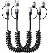 Miger Coiled USB C Cable,60W Short USB C to USB C Cable Fast Charging Cord,2Pack 4Ft Carplay Car ...