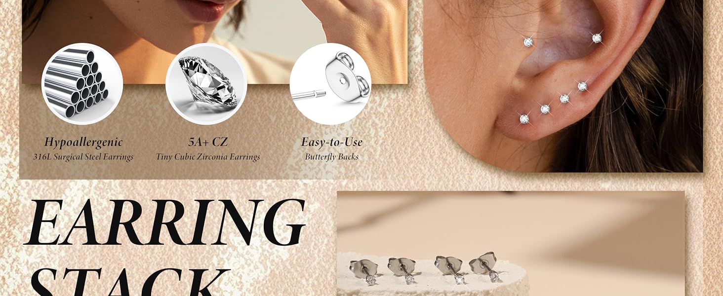 surgical stainless steel earrings for women