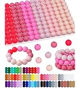 160PCS FIVEIZERO 15mm Silicone Beads for Keychain Making - Mixed Color Round Rubber Beads Bulk, D...