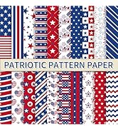 Whaline 40 Sheets Patriotic Pattern Paper Star Fireworks Stripe Scrapbook Specialty Paper 4th of ...