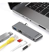 TWOPAN USB C Hub for MacBook Pro M3 M2 M1, 5-in-1 Multiport Adapter, USB C to 1000M Ethernet, Thu...