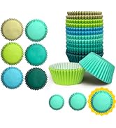 qiqee Jumbo 300-Count Cupcake Liners Cupcake Cups Food Grade 6 Solid Green Colors Cupcake Papers ...