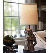 G-SAFAVA 14.25" Small Table Lamp for Living Room Farmhouse Bedside Resin Single Lamp with Brown O...