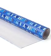 wishinside Birthday Wrapping Paper Roll-17 Inches X 32.8 Feet, Mini Roll, Blue Happy Birthday Des...