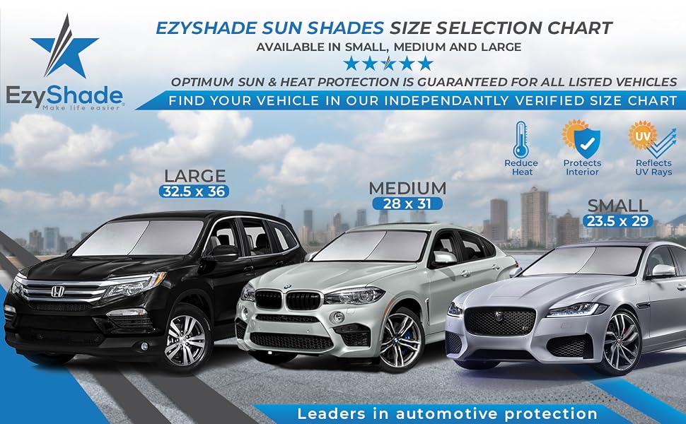 EzyShade Vehicle Size Chart