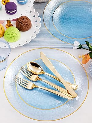 blue clear plastic plates