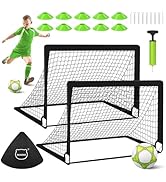 MIAOKE 2 Soccer Goal of 4X3 FT for Backyard, Portable Football Goal Training Equipment with Socce...