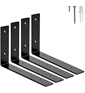 HEART ART 4 Pack Shelf Brackets 10 inch,L Brackets for Shelves,Black Heavy Duty Metal Shelf Brack...