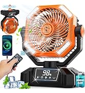 20000mAh Camping Fan Rechargeable, 5 Speed Powerful Battery Operated Fan for Camping, Oscillating...