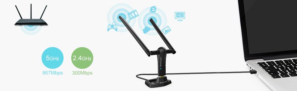 laptop PC with USB wifi adapter connected to USB port and get range extended wifi connection