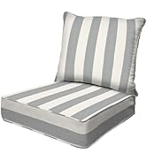 Honeycomb Outdoor Heritage Deep Seat, 24 x 23, Cabana Stripe Stone Grey Chair Cushion with Remova...